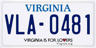 VA license plate VLA0481