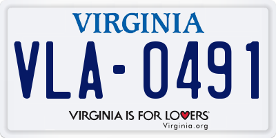 VA license plate VLA0491
