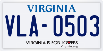 VA license plate VLA0503