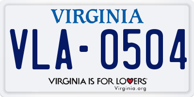 VA license plate VLA0504