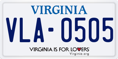 VA license plate VLA0505