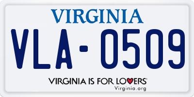 VA license plate VLA0509