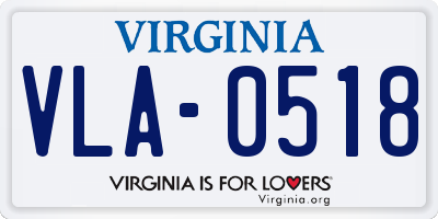 VA license plate VLA0518