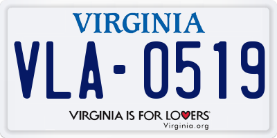 VA license plate VLA0519