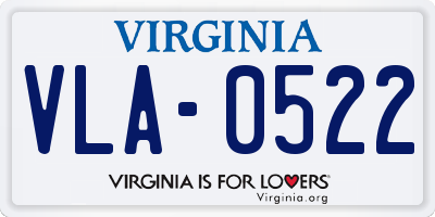 VA license plate VLA0522