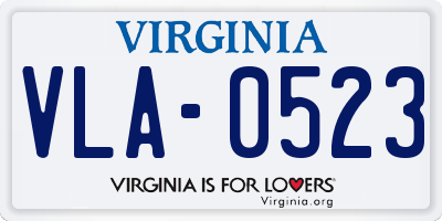 VA license plate VLA0523