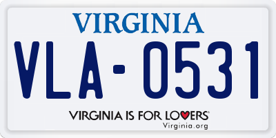 VA license plate VLA0531