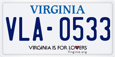 VA license plate VLA0533