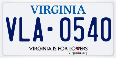 VA license plate VLA0540