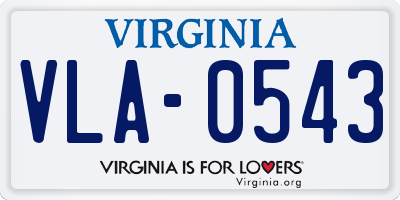 VA license plate VLA0543
