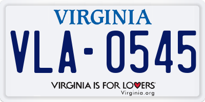 VA license plate VLA0545
