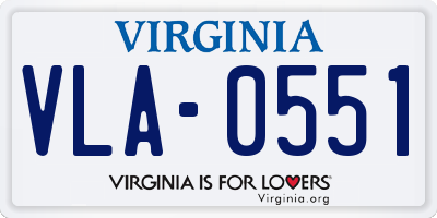 VA license plate VLA0551