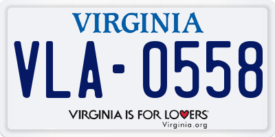 VA license plate VLA0558