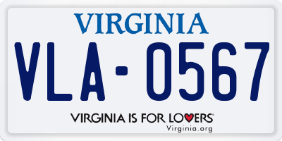 VA license plate VLA0567