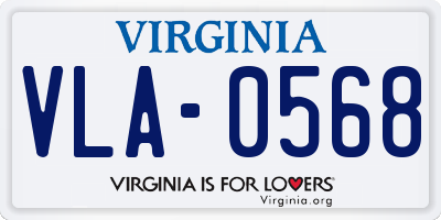 VA license plate VLA0568