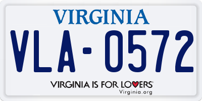 VA license plate VLA0572