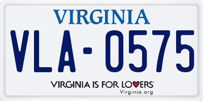 VA license plate VLA0575