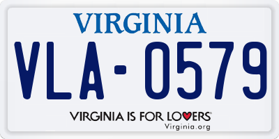 VA license plate VLA0579