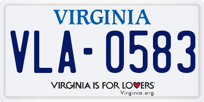 VA license plate VLA0583