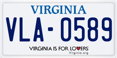 VA license plate VLA0589