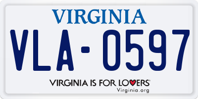 VA license plate VLA0597