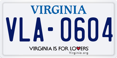 VA license plate VLA0604