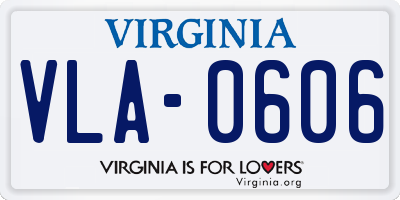 VA license plate VLA0606