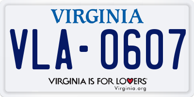 VA license plate VLA0607