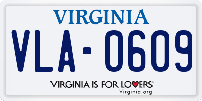 VA license plate VLA0609