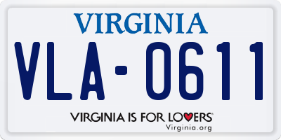 VA license plate VLA0611