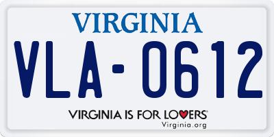 VA license plate VLA0612