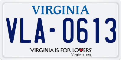 VA license plate VLA0613