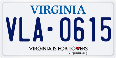 VA license plate VLA0615
