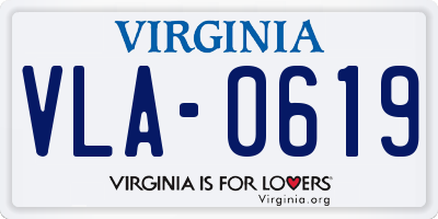VA license plate VLA0619