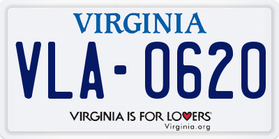 VA license plate VLA0620