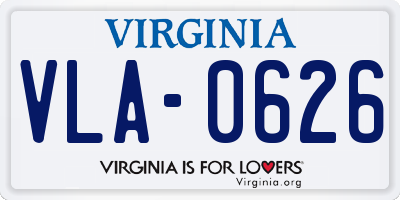 VA license plate VLA0626