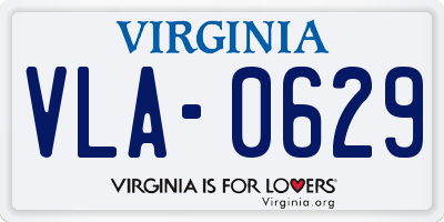 VA license plate VLA0629