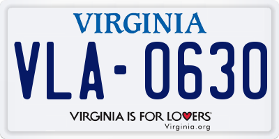 VA license plate VLA0630