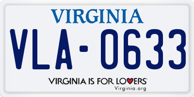 VA license plate VLA0633