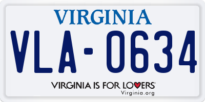 VA license plate VLA0634