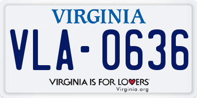 VA license plate VLA0636