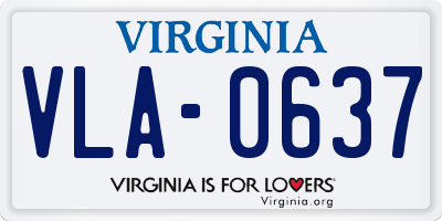 VA license plate VLA0637