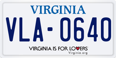 VA license plate VLA0640