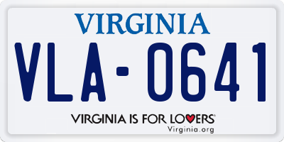 VA license plate VLA0641