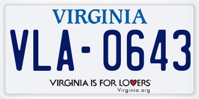 VA license plate VLA0643