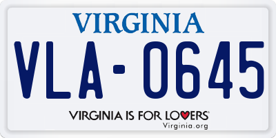 VA license plate VLA0645