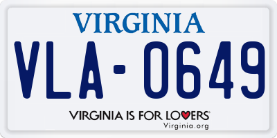 VA license plate VLA0649