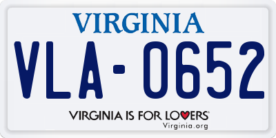 VA license plate VLA0652