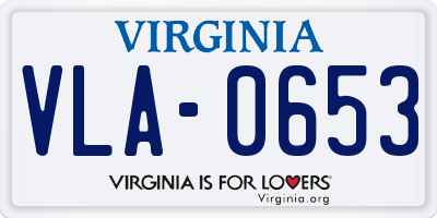 VA license plate VLA0653