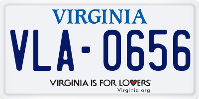 VA license plate VLA0656